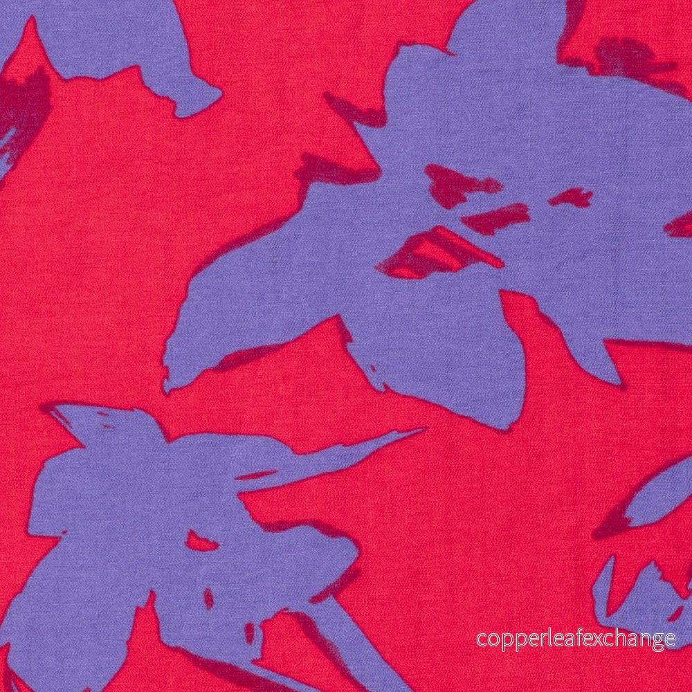Viscose – Light – Twill – Abstract – Flower – Red, Purple – 016
