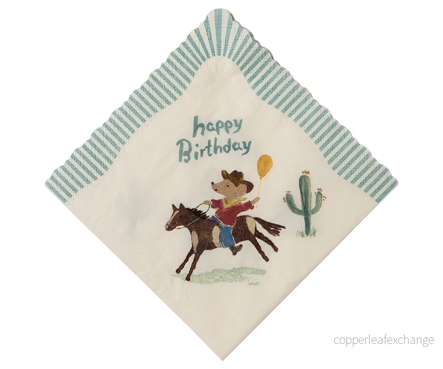 Maileg – Servetter mint/grön, Grattis på födelsedagen, Cowboy mus