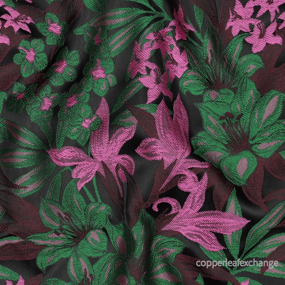 Patterned - Brocade - Floral - Dark green, pink - 001 - Bild 2