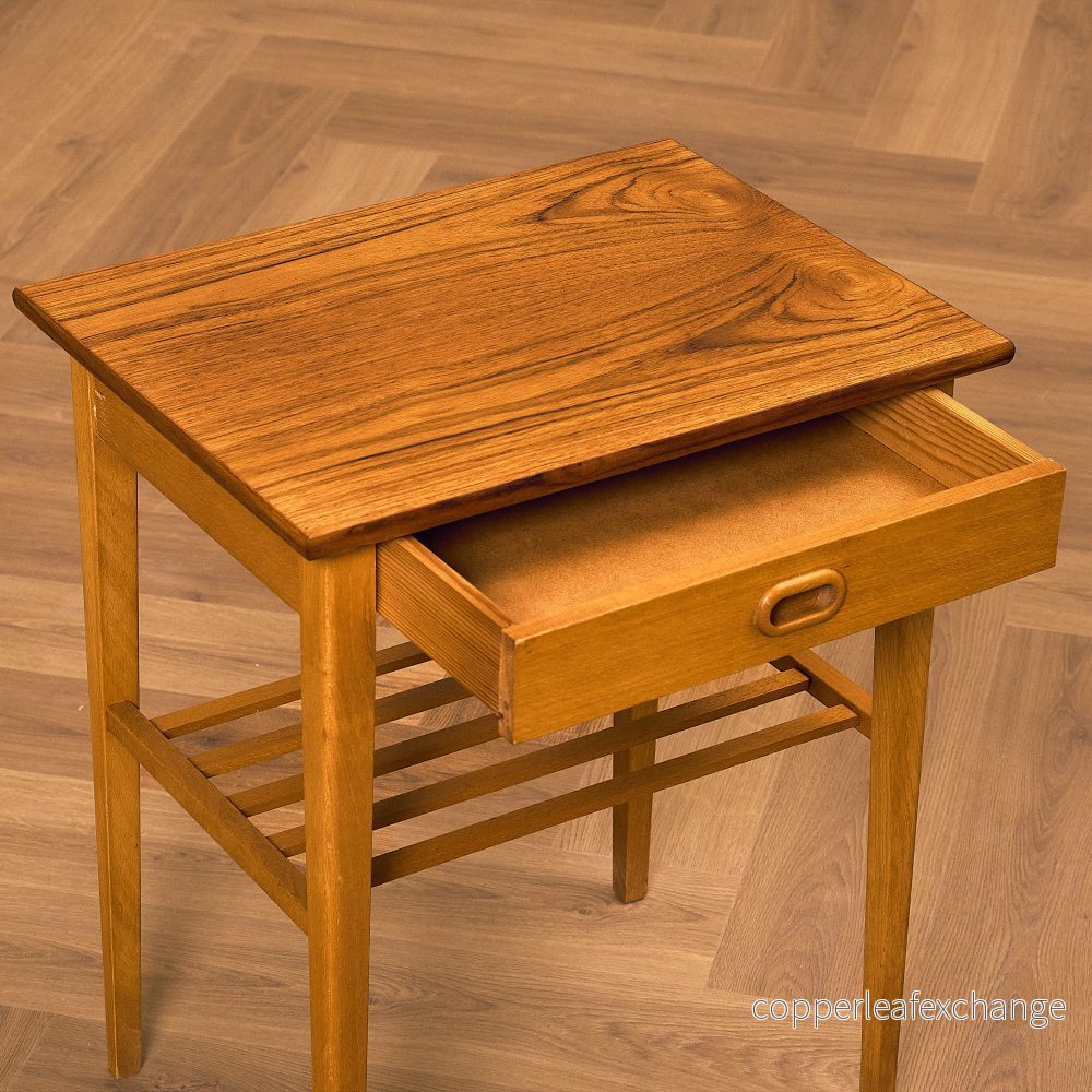 Svensk sängbord i teak och bok - Bild 3