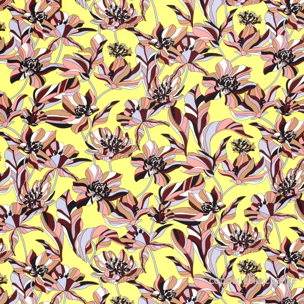 Patterned Viscose - Poplin - Flowers - Yellow - Bild 2