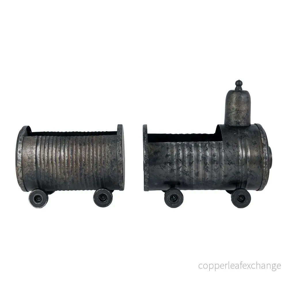 Lok & vagn - set med zink-krukor - Bild 2