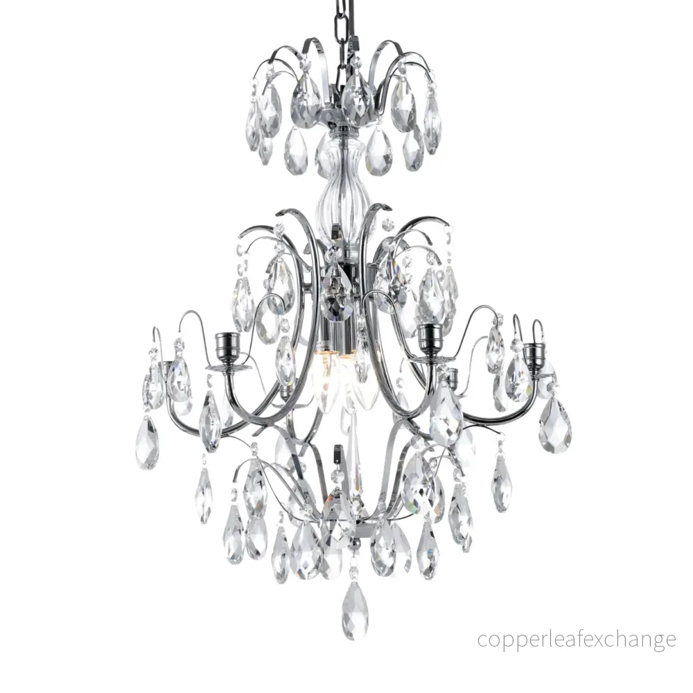CHARLOTTE BAROCKKRONA 6-Arm – Mellan Krom. D47xH61 CHARLOTTE BAROCKKRONA 6-Arm – Mellan Krom. D47xH61