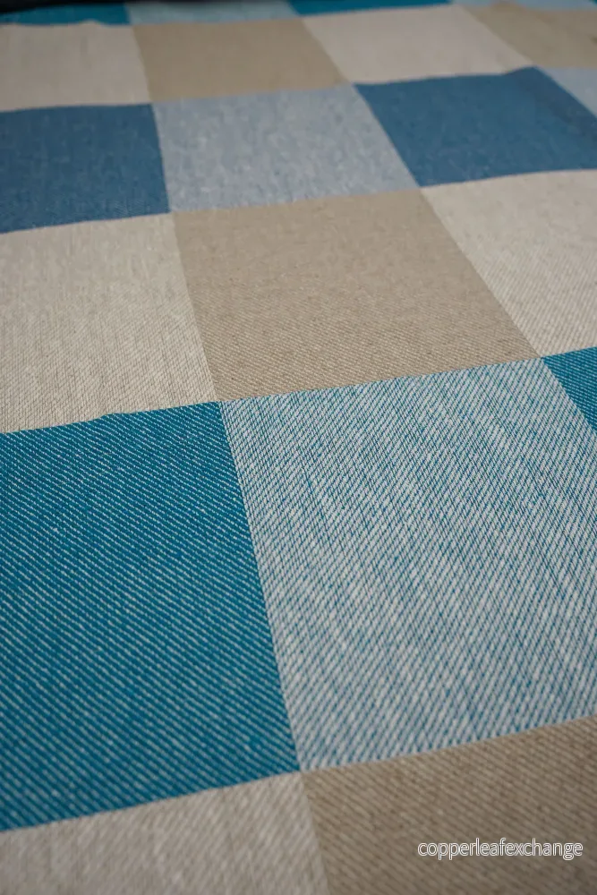 Deadstock – Interior – Linen – Double width – 280 cm – Check – Natural, Blue – DI35
