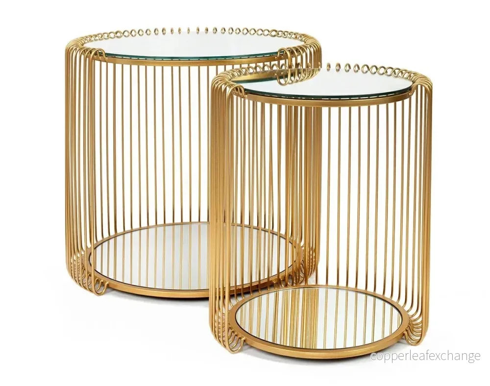 Sidobord KARE DESIGN – WIRE DOUBLE, mässing, 2-set Sidobord KARE DESIGN – WIRE DOUBLE, mässing, 2-set