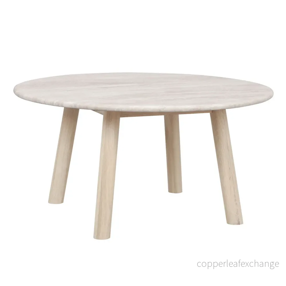 Soffbord Taransay, Beige travertin / Vitpigmenterad ek - Bild 3