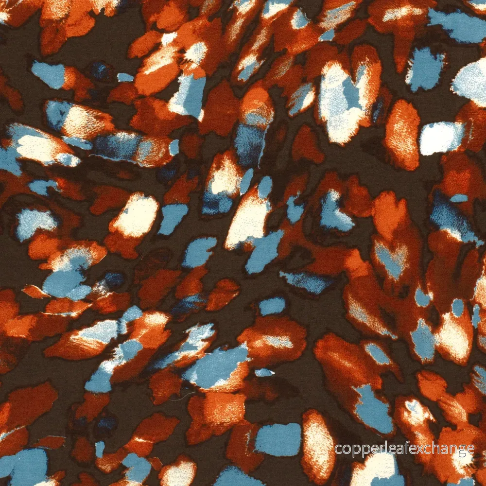 Patterned Viscose - Crepe - Abstract - Brown